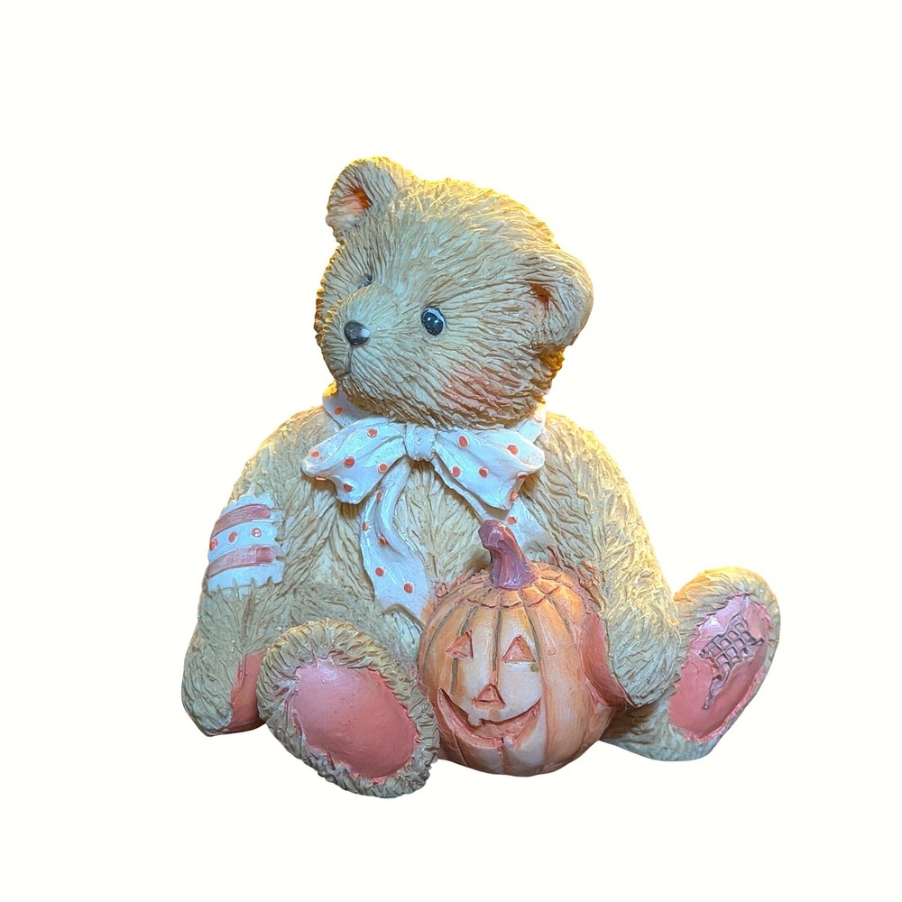 Vintage 1993 Enesco P. Hillman Oscar October Teddy Bear Pumpkin Figurine 914843